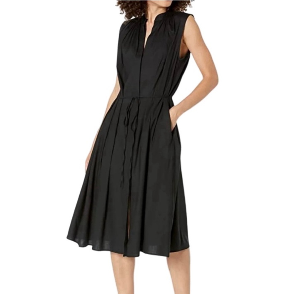 NWT Vince Black Sleeveless Shirred Band Collar Dress - Sz XS and Sz M